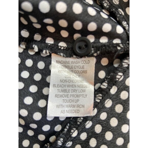 Sunny Leigh Black White Polka Dot Blouse M Retro Y2K Boho Flowy Top - Picture 4 of 6
